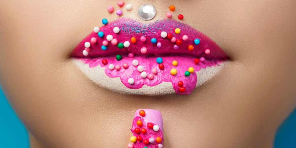 pink candy lips and nails