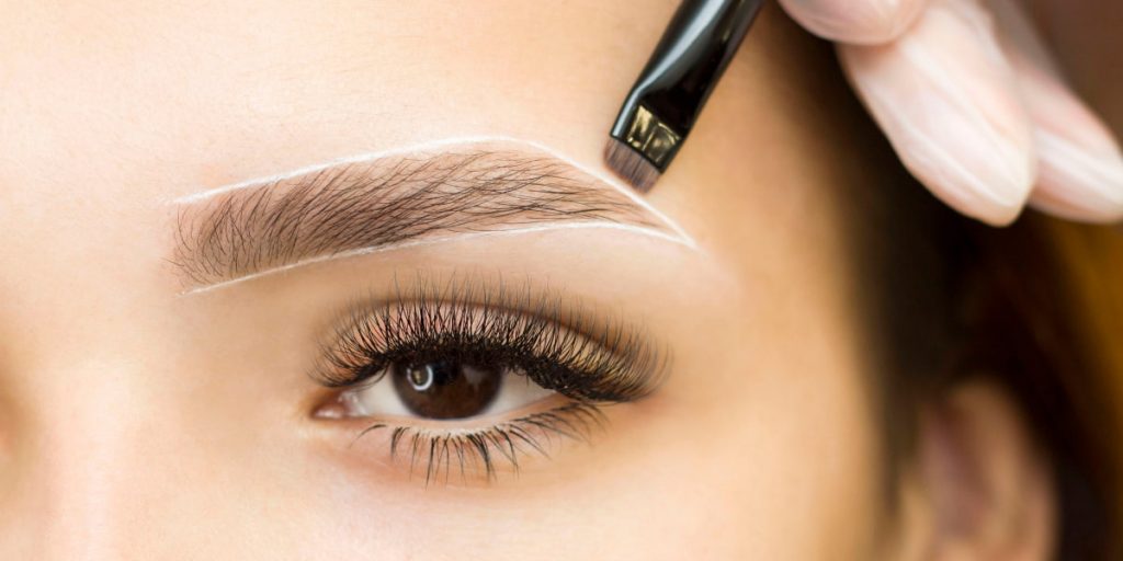 applying the mixture to brows