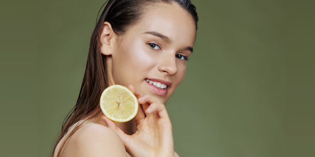 woman with lemon
