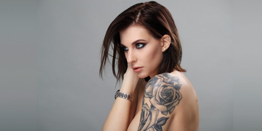 woman with tattoo on shoulder