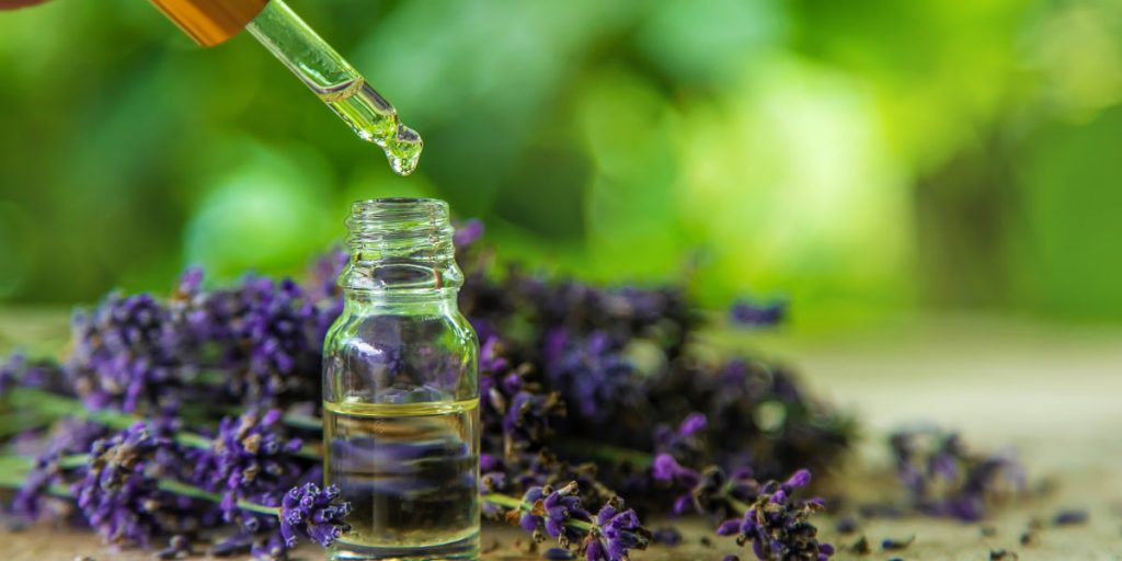 lavender essential oil in the bottle