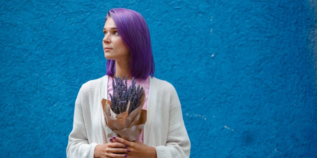 woman with a bouquet of flowers