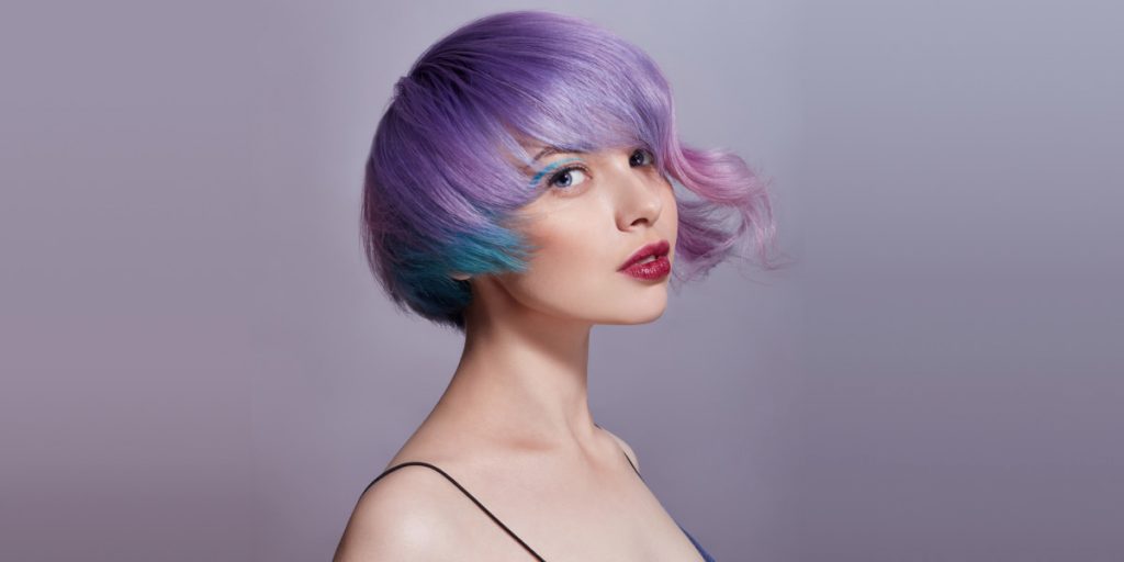 woman with short purple hair